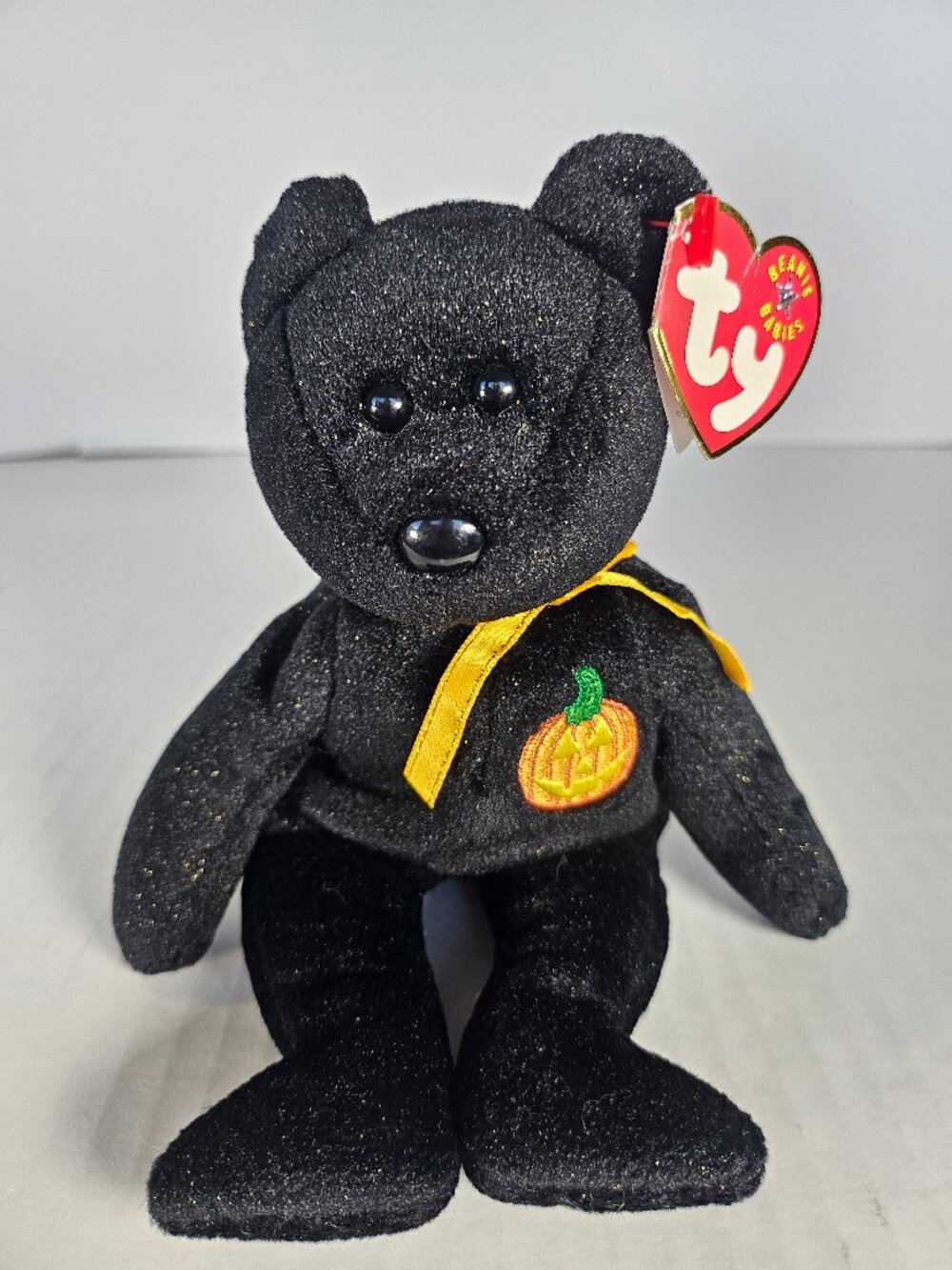 TY Beanie Baby "Haunt" The Halloween Bear Vintage Retired 2001 Black Sparkle